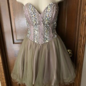 Terani Couture Tan Cocktail Dress